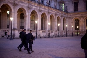 Outside the Louvre on Sunday.