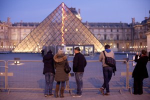 Outside the Louvre on Sunday.