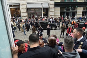 The scene at Kanye West's "The Life of Pablo" pop-up store in SoHo.