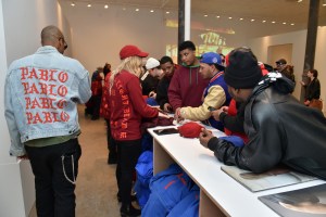 The scene at Kanye West's "The Life of Pablo" pop-up store in SoHo.