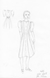 A sketch for the character of Kate, played by Lily-Rose Depp