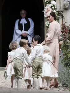 Pippa Middleton wedding The Duchess of Cambridge (in Alexander McQueen) arrives with the pageboys and flower girls for the wedding of Pippa Middleton and James Matthews at St Mark's Church