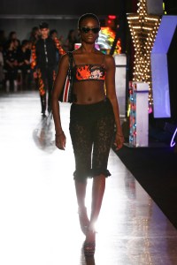 Model on the catwalkMOSCHINO Spring Summer 2018 Menswear and Women's Resort Collection, Runway, Los Angeles, USA - 08 Jun 2017