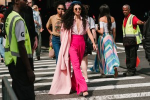 Street style at New York Fashion Week spring 2018.