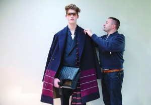 Behind the scenes view at the Louis Vuitton Fall 2014 menswear Collection with Kim Jones.