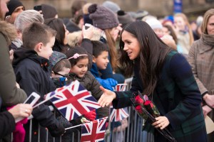 Meghan Markle visits Edinburgh Castle in Scotland.Prince Harry and Meghan Markle visit to Edinburgh, Scotland - 13 Feb 2018The couple also visited the Social Bite sandwich shop, the profits from which are used to help the homeless.