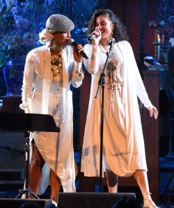 Neneh Cherry (L) and Naima Karlsson perform at a memorial for Judy Blame at Union Chapel on March 11, 2019 in London, England.Photo by Dave Benett