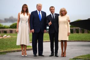 French President Emmanuel Macron (2-R) and his wife Brigitte Macron (R) welcome US President Donald Trump (2-L) and his wife US First Lady Melania Trump (L) ahead of a working dinner at the Biarritz lighthouse, in Biarritz, France, 24 August 2019. The G7 Summit runs from 24 to 26 August in Biarritz.G7 Summit Biarritz in France - 24 Aug 2019