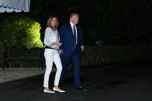 Donald Trump, Melania Trump. President Donald Trump walks to Marine One accompanied by first lady Melania Trump, on the South Lawn of the White House, in Washington. Trump is en route to the G-7 summit in France
Trump, Washington, USA - 23 Aug 2019