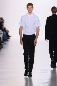 A model on the runway at Jil Sander's spring 2007 menswear runway show.
