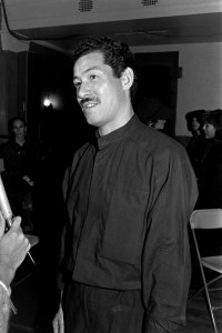 Designer Issey Miyake backstage after his Plantation ready to wear collection showing on November 1, 1984.