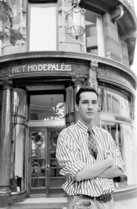 Designer Dries Van Noten photographed in front of his newly opened boutique at ‘Het Modepalais’ in Antwerp  on October 4, 1989.