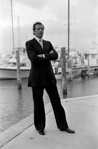 Portrait of Bernard Lanvin wearing a suit from the Lanvin menswear collection on April, 1, 1976.