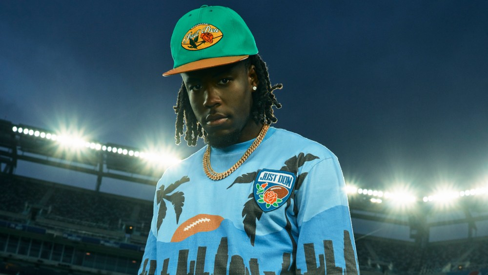 Denver Broncos wide receiver, Jerry Jeudy, in the Just Don exclusive capsule