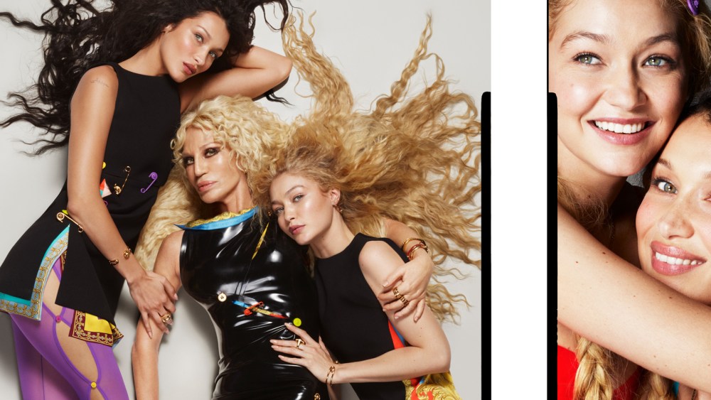Donatella Versace and the Hadid sisters star in Versace's spring 2022 advertising campaign.
