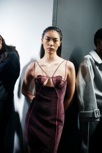 Backstage at Nensi Dojaka RTW Fall 2022 on February 19, 2022 in London