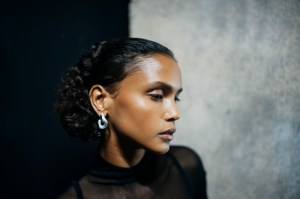 Backstage at Nensi Dojaka RTW Fall 2022 on February 19, 2022 in London