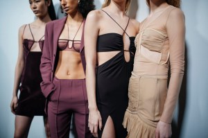 Backstage at Nensi Dojaka RTW Fall 2022 on February 19, 2022 in London