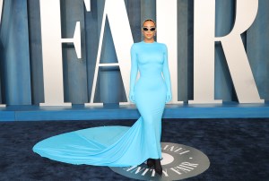 Kim Kardashian at the Vanity Fair Oscar Party held at the Wallis Annenberg Center for the Performing Arts on March 27th, 2022 in Beverly Hills, California.