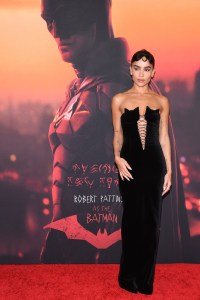 Zoë Kravitz attends the World Premiere of "The Batman" at Josie Robertson Plaza, Lincoln Center, New York, NY, March 1, 2022. (Photo by Anthony Behar/Sipa USA)(Sipa via AP Images)