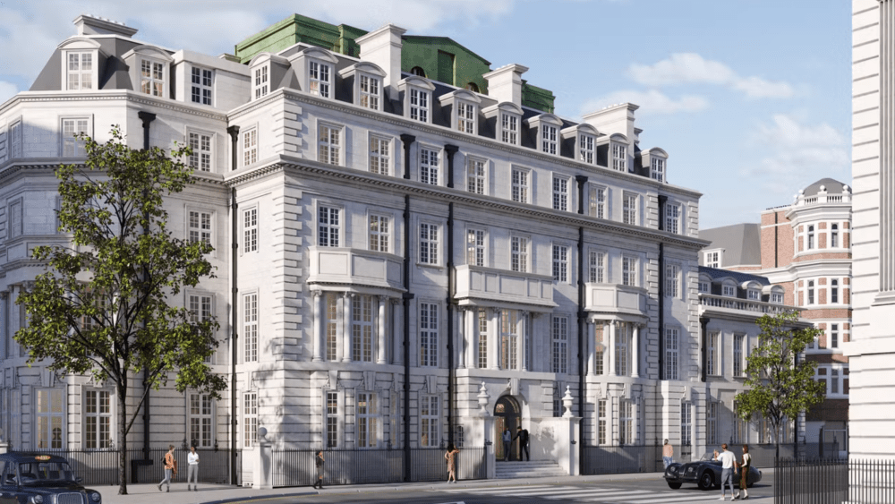 CGI exterior of The Twenty Two hotel in Mayfair.