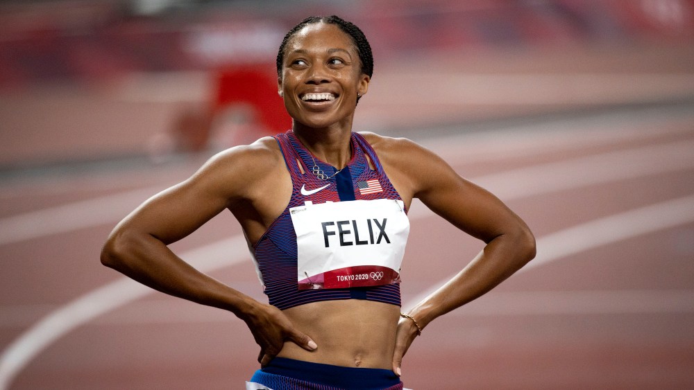 August 6, 2021, Tokyo, Kanto, Japan: ALLYSON FELIX of the United States became the most decorated women in Olympic history with her win in the women's 400m race earning a bronze and her 10th Olympic Medal at Tokyo Olympic Stadium Friday night during the Tokyo 2020 Olympic Games. (Credit Image: © Daniel A. Anderson/ZUMA Press Wire) (Cal Sport Media via AP Images)