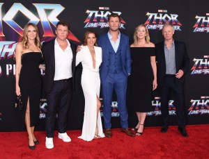Samantha Hemsworth, Luke Hemsworth, Chris Hemsworth, Elsa Pataky, Leonie Hemsworth, Craig Hemsworth at the world premiere of “Thor: Love and Thunder” held at El Capitan Theatre in Los Angeles, California.