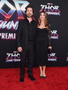 Christian Bale and wife Sibi Blažić at the world premiere of “Thor: Love and Thunder” held at El Capitan Theatre in Los Angeles, California.
