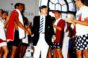 Tommy Hilfiger at the Spring 1993 Men's show, presented inside the designer’s New York City headquarters.