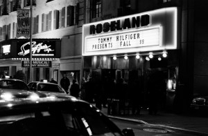 The Marquee outside of the Roseland Ballroom announcing Tommy Hilfiger Fall 1999 show.