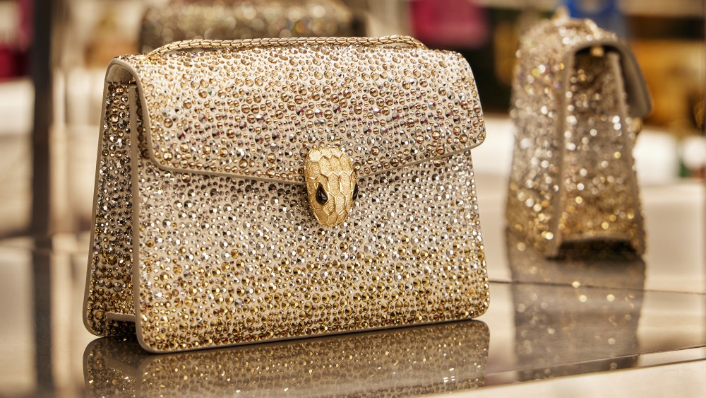 Bulgari's Serpenti Forever Crystal Dust crossbody bag.