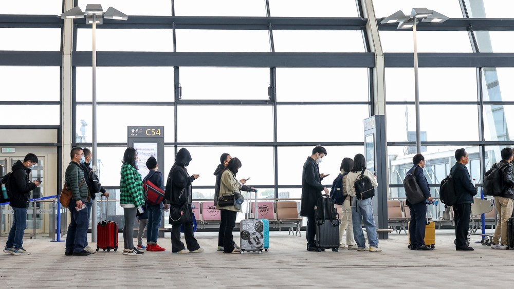Passengers at the Pudong International Airport on March 20, 2023 in Shanghai, China.