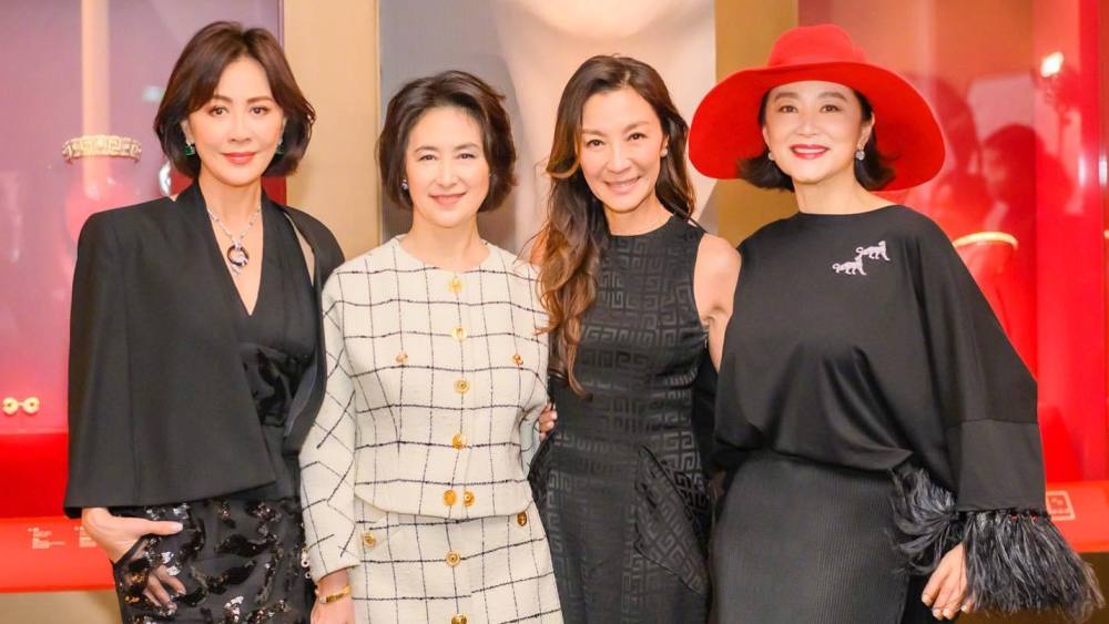 Carina Lau, Pansy Ho, Michelle Yeoh, and Brigitte Lin at the opening of the "Cartier and Women" exhibition at Hong Kong Palace Museum.