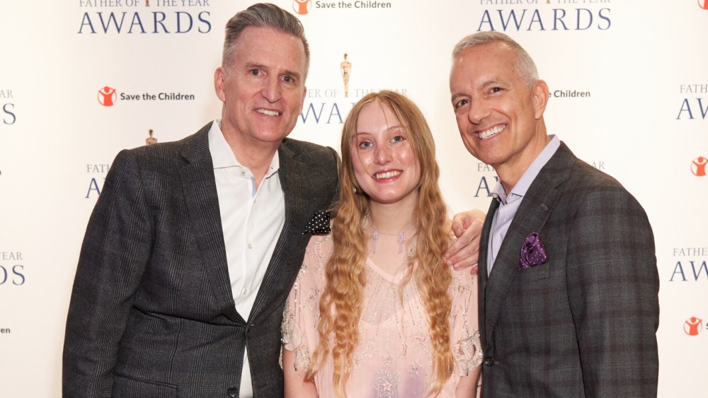 2023 Honorees Jeff Genette Chairman and CEO of Macy’s. Inc with Daughter and 2023 Honoree Geoff Welch Retired Graphics Producer