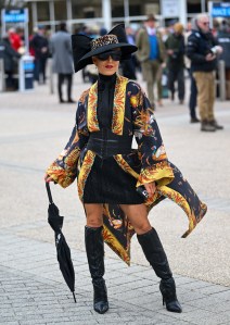 Gloucestershire , United Kingdom - 13 March 2024; Racegoer Lisa Luxe prior to racing on day two of the Cheltenham Racing Festival at Prestbury Park in Cheltenham, England.  (Photo By David Fitzgerald/Sportsfile via Getty Images)