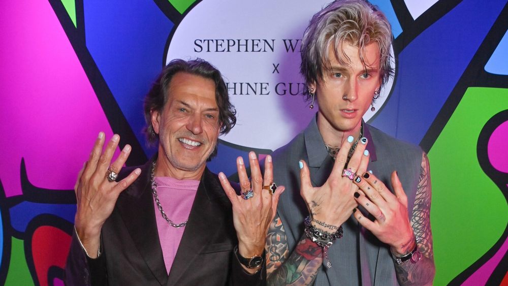 Stephen Webster, left, with Machine Gun Kelly at the unveiling of a limited-edition ring collection by Stephen Webster x Machine Gun Kelly.