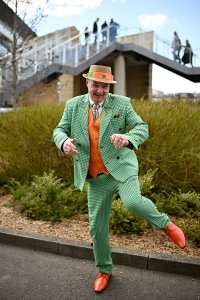 Gloucestershire , United Kingdom - 14 March 2024; Racegoer David Pullar on day three of the Cheltenham Racing Festival at Prestbury Park in Cheltenham, England. (Photo By Harry Murphy/Sportsfile via Getty Images)