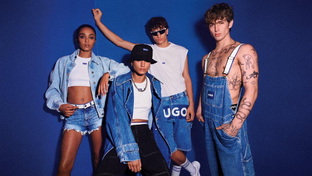 A promotional shot from the new Hugo denim line for summer 2024, Hugo Blue.