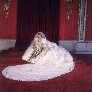 Lady Diana Spencer in the dress designed by David and Elizabeth Emanuel.