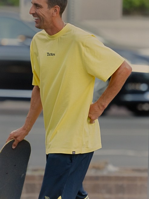 Guy Mariano in looks from his Dickies collection.