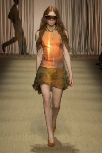 Model on the runway at Roberto Cavalli RTW Spring 2025 as part of Milan Ready to Wear Fashion Week on September 18, 2024 in Milan, Italy.