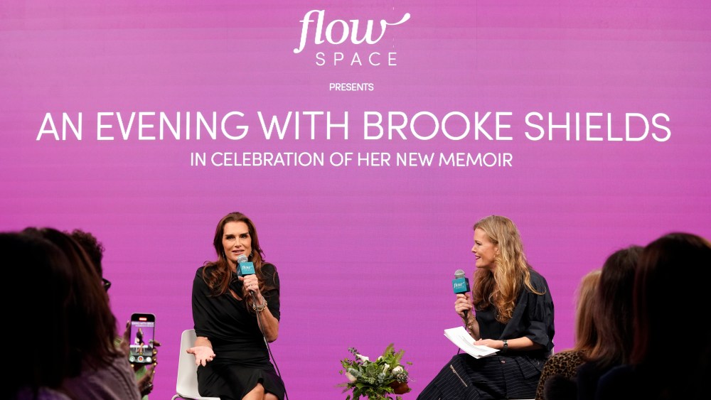 Brooke Shields, Samantha Skey at the Flow Space presents An Evening with Brooke Shields event at PMC Studios on January 13, 2025 in New York City, New York.