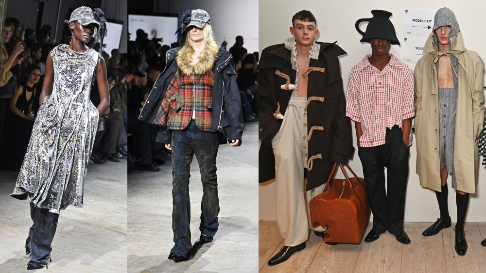 Left: Two looks from Petra Fagerstrom. Right, Three looks from William Palmer