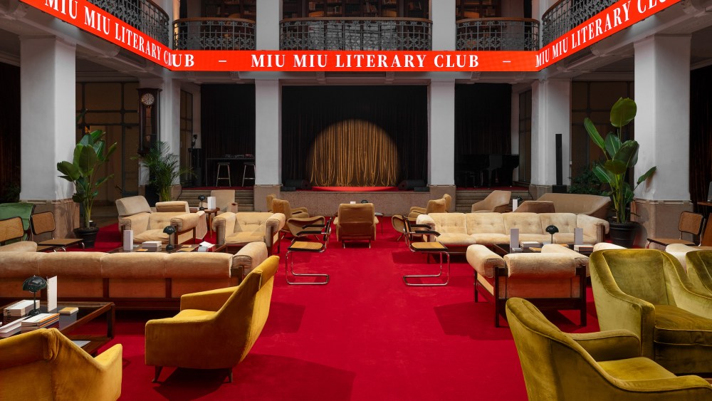 Inside the Miu Miu Literary Club at Milan's Circolo Filologico.