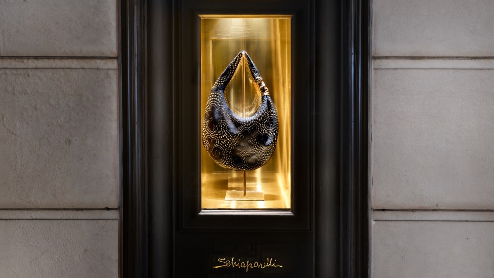 Schiaparelli displayed in the Bergdorf Goodman window.