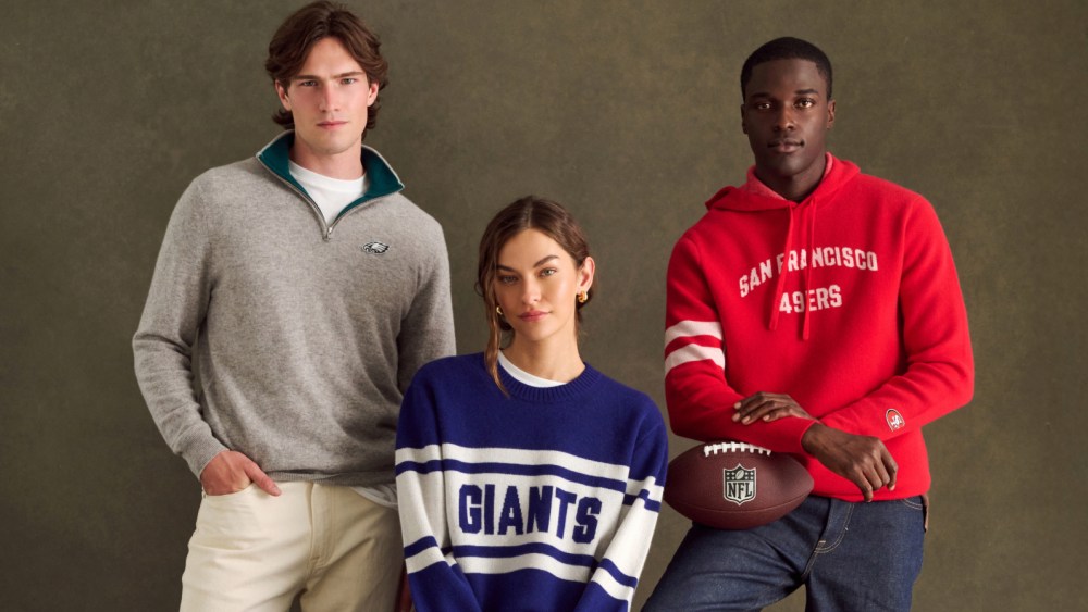 Looks from the Naadam x NFL cashmere collection.