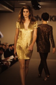 On the runway during the Calvin Klein fall 1991 ready to wear collection on April 9, 1991 in New York. (Photo by George Chinsee/WWD/Penske Media via Getty Images)