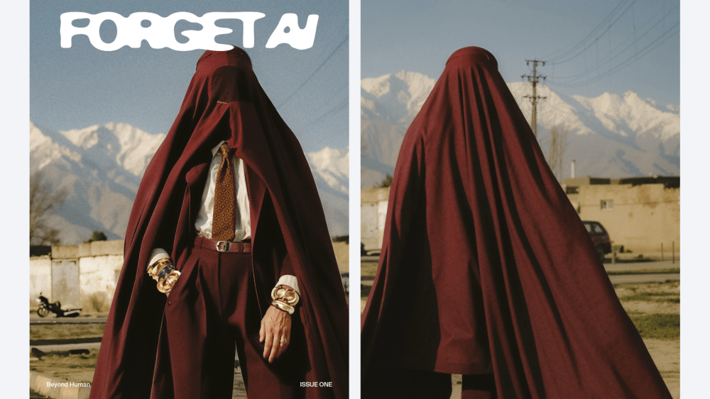 One of the covers of Forget AI's Issue One titled "Beyond Human."