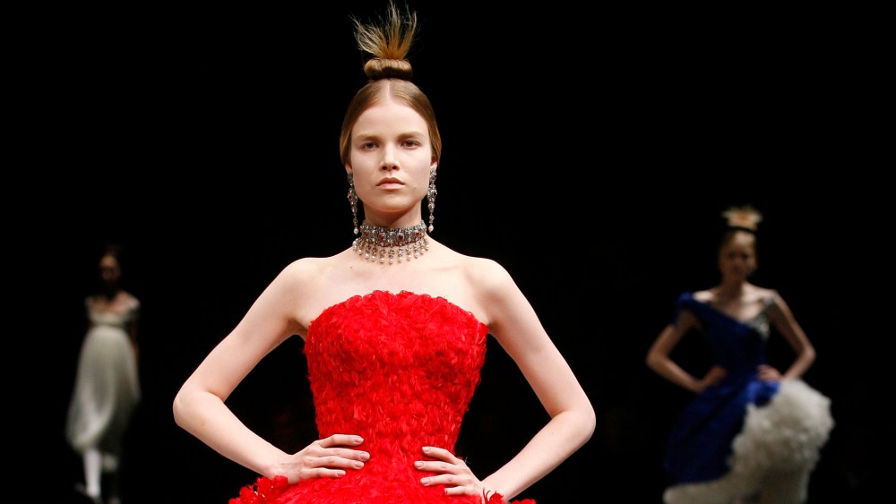 Alexander McQueen fall 2008 show at the Palais Omnisports de Paris Bercy in Paris.