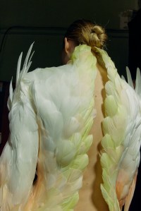 Backstage at Mugler’s spring 2026 ready to wear fashion show in Paris, France.